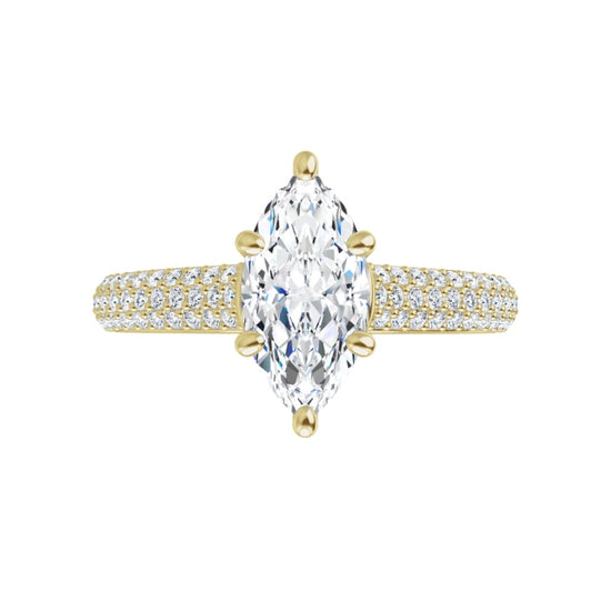 360 Video for 1 CT 6-Prong Marquise Diamond Engagement Ring with accented Shank Set in Yellow Gold