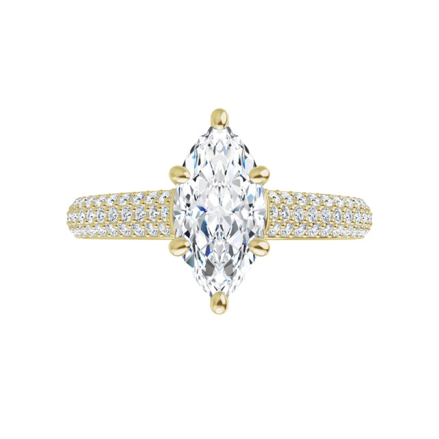 360 Video for 1 CT 6-Prong Marquise Diamond Engagement Ring with accented Shank Set in Yellow Gold