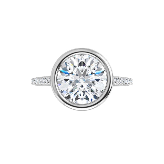 360 Video for 2 CT Modern Bezel Set Diamond Engagement Ring with accented Shank set in white gold or platinum