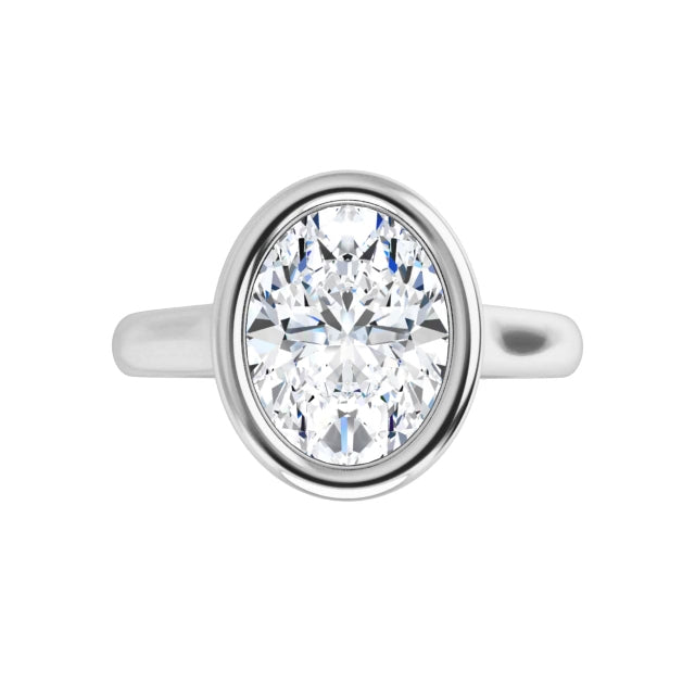 2 CT Bezel Set Oval Shape Diamond Solitaire Engagement Ring for Women Set in white gold or Platinum 
