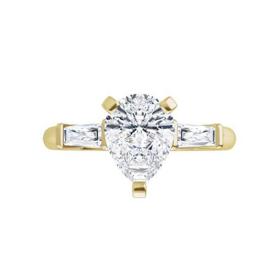 360 Video for 1 CT 3-Stone Pear & tapered Baguette Diamond Engagement  Ring Set in white gold