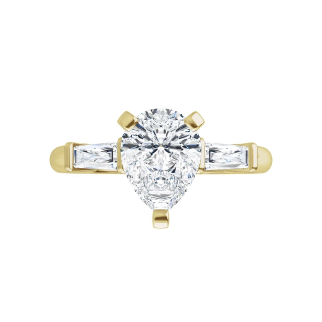 360 Video for 1 CT 3-Stone Pear & tapered Baguette Diamond Engagement  Ring Set in white gold