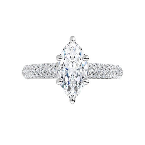 360 Video for 1 CT 6-Prong Marquise Diamond Engagement Ring with accented Shank Set in white gold or platinum 