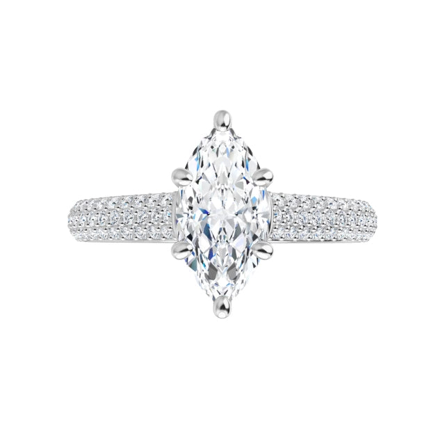 360 Video for 1 CT 6-Prong Marquise Diamond Engagement Ring with accented Shank Set in white gold or platinum 