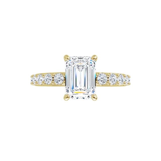 360 Video for 1 CT Hidden Halo Emerald Cut Solitaire Engagement Ring With Accented Shank set in white gold