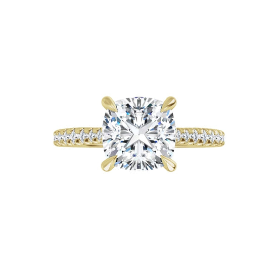 360 Video for 2CT Cushion Cut Solitaire Engagement Ring With Accented Diamond Set in white gold