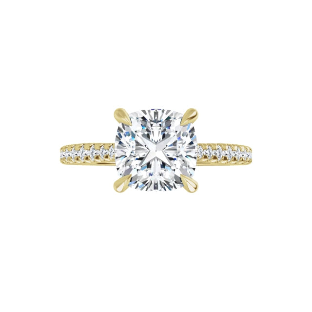 360 Video for 2CT Cushion Cut Solitaire Engagement Ring With Accented Diamond Set in white gold
