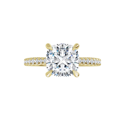 360 Video for 2CT Cushion Cut Solitaire Engagement Ring With Accented Diamond Set in white gold
