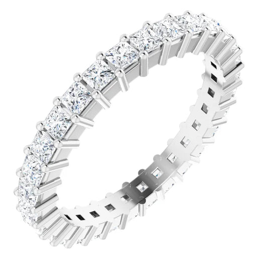 princess Cut Natural Diamond Eternity Band 14K White Gold