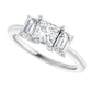 Princess Cut and Emerald Cut Three-Stone Diamond Engagement Ring 14K White Gold Side Picture 