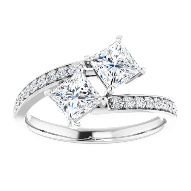 princess cut Diamond engagement ring 14k white gold