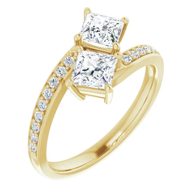 princess cut Diamond engagement ring 14k Yellow Gold