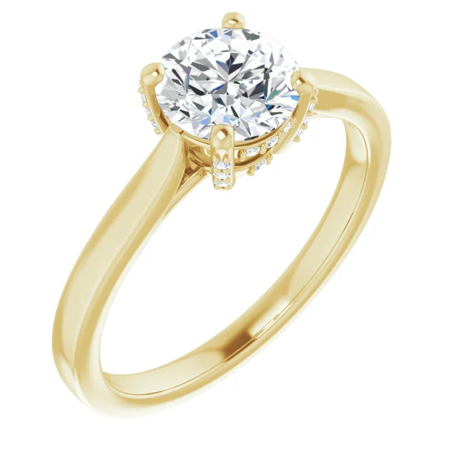  1 Carat Round Solitaire Diamond Engagement Ring 14K Yellow gold 