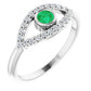 evil Eye Diamond Ring - Natural Emerald Ring on 14K White Gold