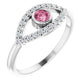 evil Eye Diamond Ring - pink Tourmaline Ring on 14K White Gold