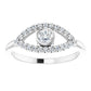 evil Eye Diamond Ring for women - white sapphire Ring on 14K White Gold details