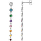 dangle earring Rainbow multi gemstones 14k white gold