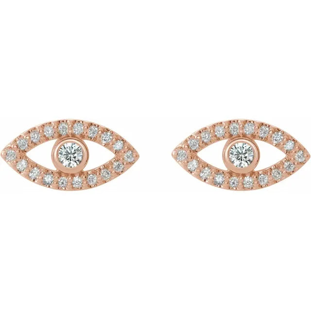 women stud earrings rose gold white sapphire Eye Picture 