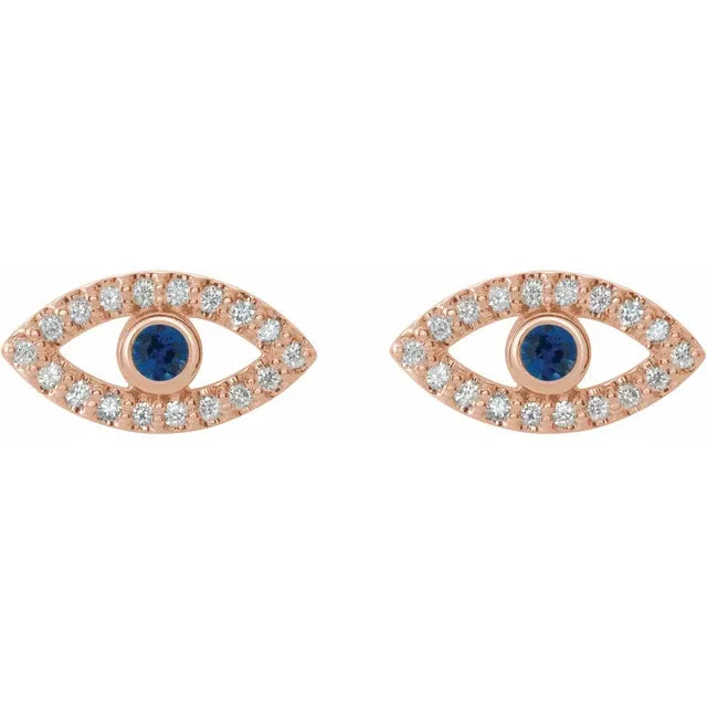 women stud earrings rose gold blue sapphire eye picture 