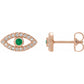 women stud earrings rose gold Emerald 