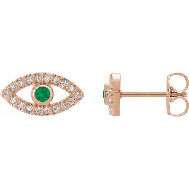 women stud earrings rose gold Emerald 