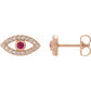 women stud earrings rose gold Ruby