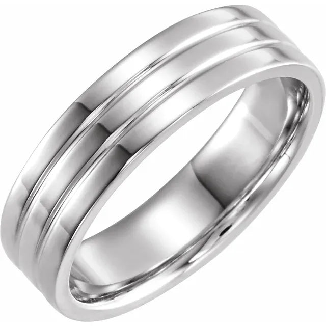 ridged platinum men ring, 