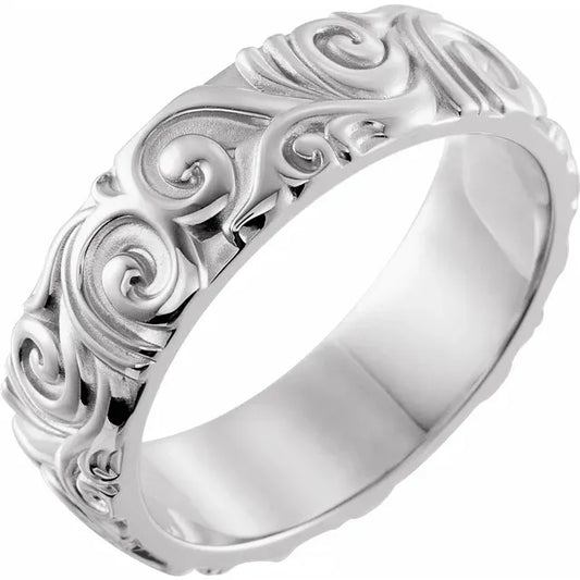 6 mm Men Band White gold