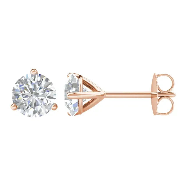 Rose Gold Diamond Stud Earrings for women 1 1/2 C