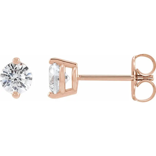 Diamond stud earrings 2 Prongs set 1/5 CTW Stone 14K Rose Gold