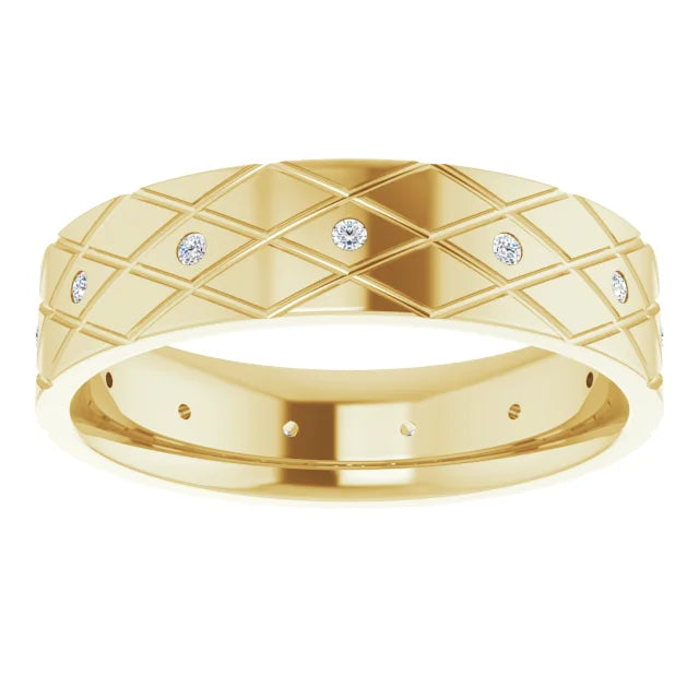 Men diamond band yellow gold front picture