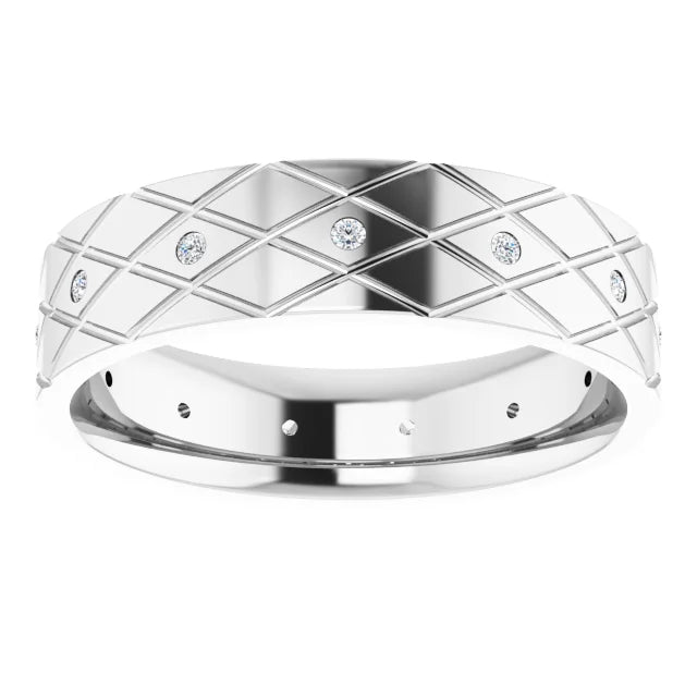 Men diamond band white gold front picture