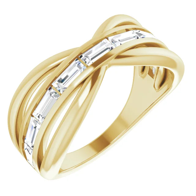 14 K Yellow Gold 1 1/6 CTW Straight Baguette Diamond Ring Sideway Picture