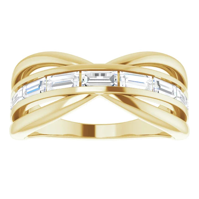 14 K Yellow 1 1/6 CTW Straight Baguette Diamond Ring