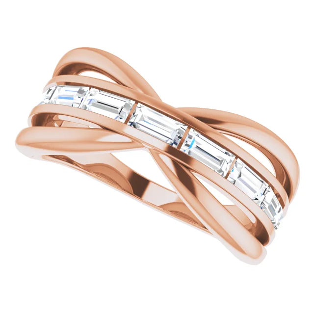 14K Rose Gold Diamond Band for women