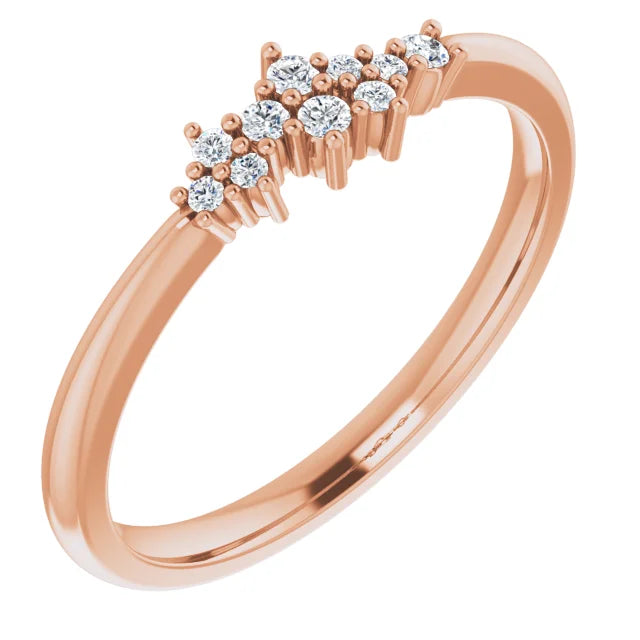 Stackable Cluster women Diamond ring 14K Rose Gold