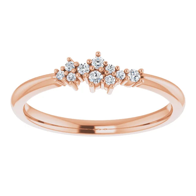 Stackable Cluster women Diamond ring 14K Rose Gold details