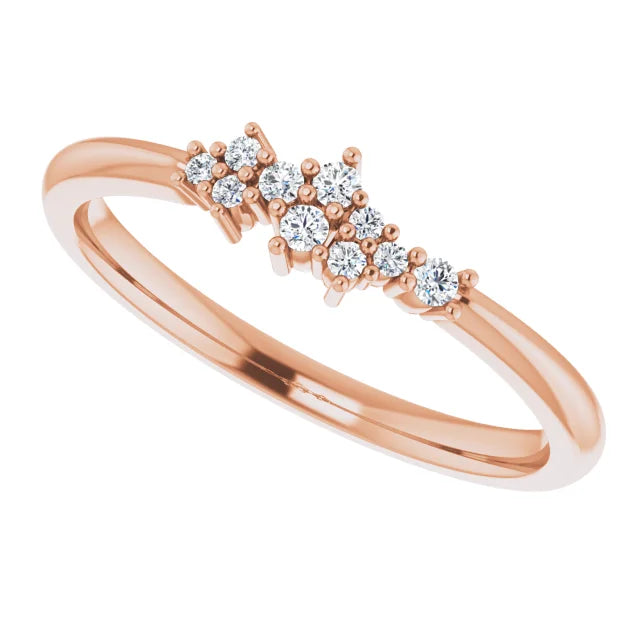 Stackable Cluster women Diamond ring 14K Rose Gold  side photo