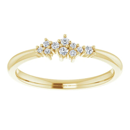 Stackable Cluster women Diamond ring 14K Yellow Gold