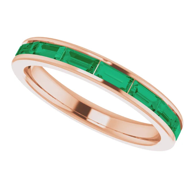 emerald stackable ring for women 14K Rose Gold Stackable ring