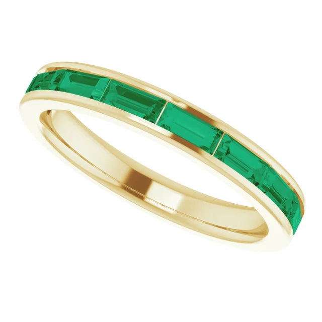 emerald stackable ring for women 14K Yellow Gold