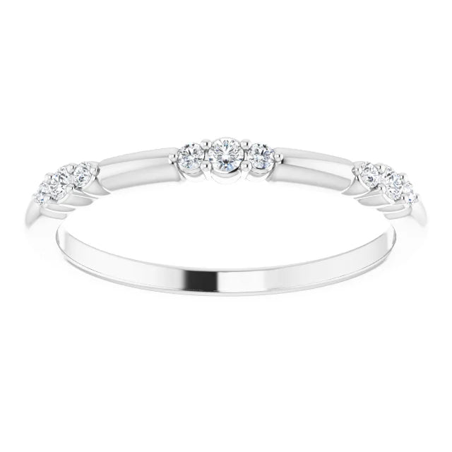 14 K White Gold 1/10 CTW Stackable Natural Diamond Wedding Ring 