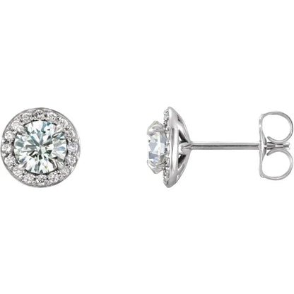 1 CTW Halo-Style Natural Diamond Stud Earrings