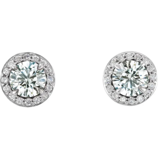 1 CTW Halo-Style Natural Diamond Stud Earrings front Picture 