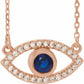 Evil Eye blue sapphire necklace 14k Rose gold