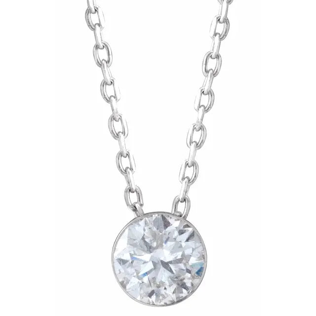 14K White Gold Natural Diamond Necklace  (1/4 - 1/2  CTW )