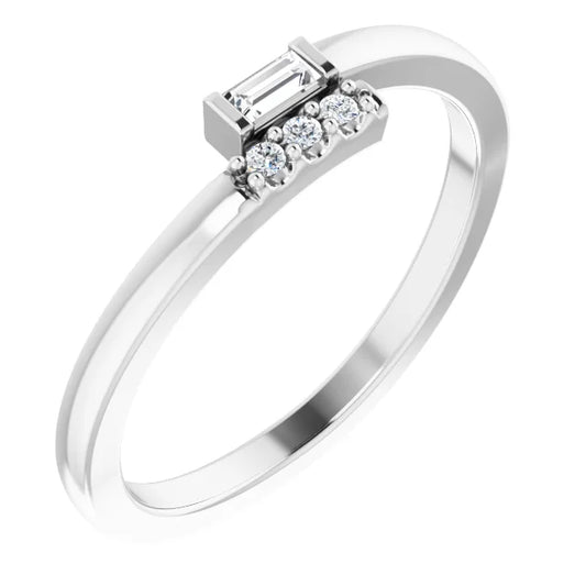 14 K White Gold .07 CTW Natural Diamond Stackable Ring