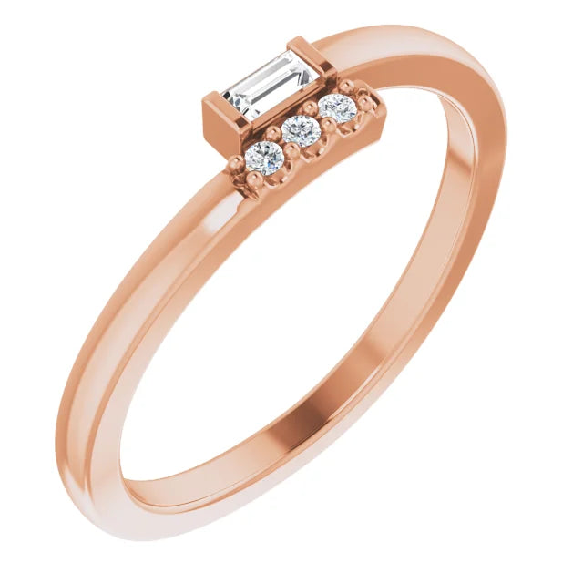 Stackable Diamond Ring for women 14k Rose Details