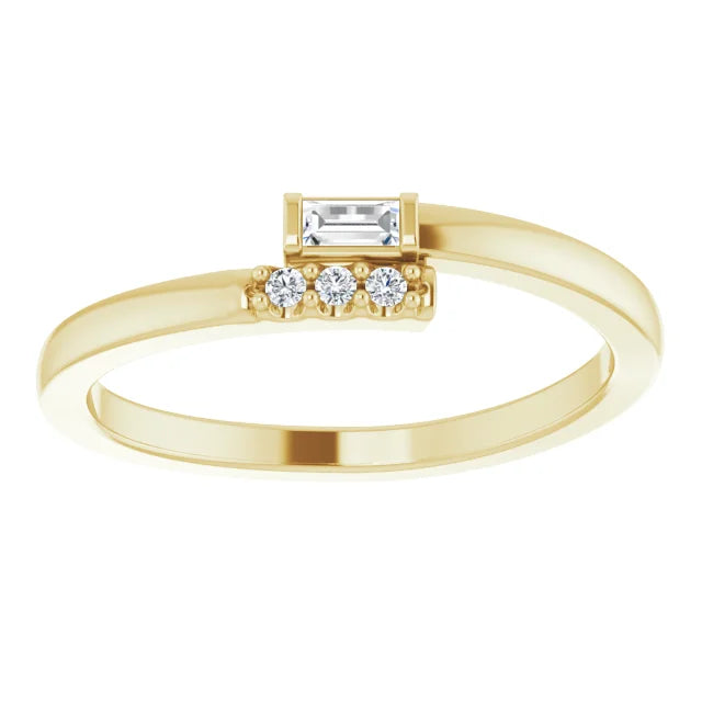 14 K Yellow .07 CTW Natural Diamond Stackable Ring Straight Picture