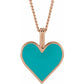 14K Rose Gold Heart Shape Turquoise Necklaces
